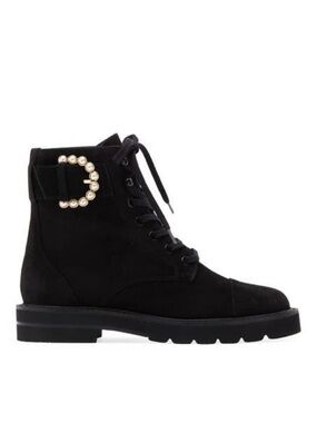 New Stuart Weitzman Piper Lift Bootie Black Suede Sz 8